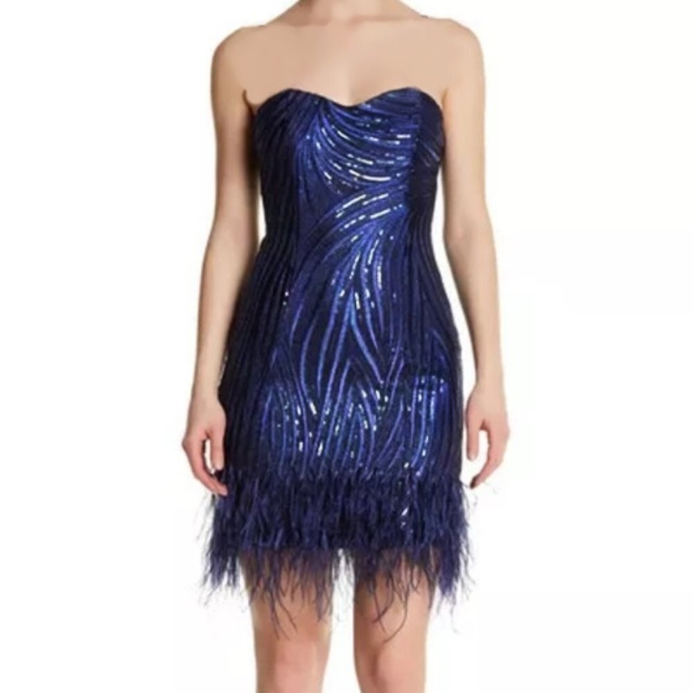 Nwt Lotus Threads 6 Sweetheart Sequin Feather Dress